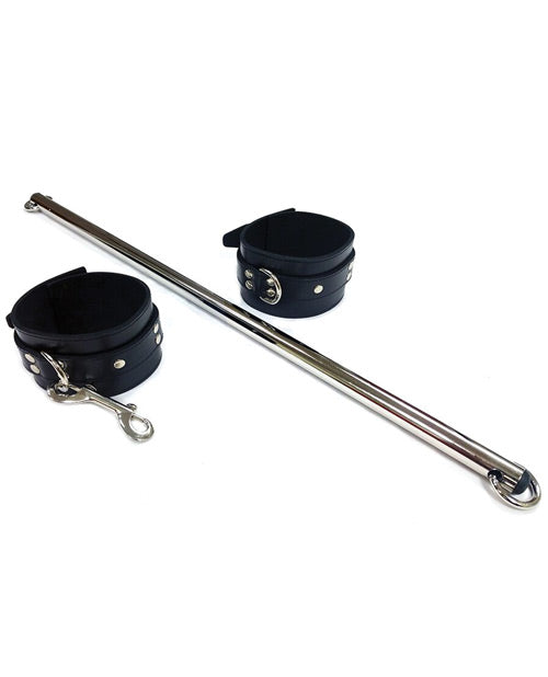 Rouge Leather Leg Spreader Bar W/ Black Cuffs