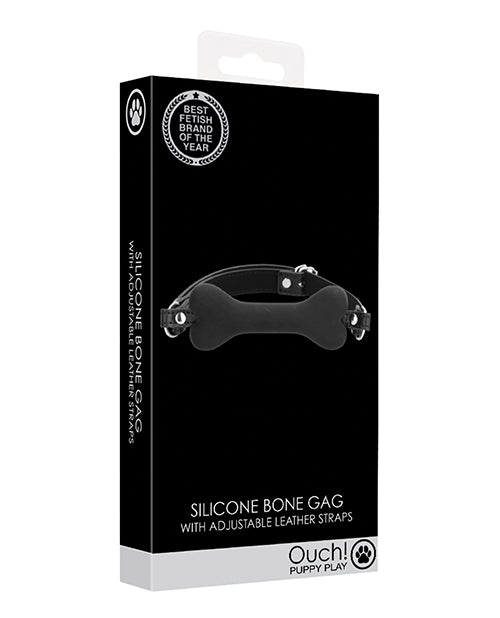 Shots Ouch Puppy Play Silicone Bone Gag - Black