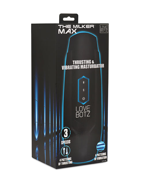 LoveBotz The Milker Max 14X Thrusting & Vibrating Masturbator - Black