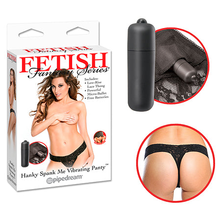 Pipedream Fetish Fantasy Series Hanky Spank Me Vibrating Panty Black