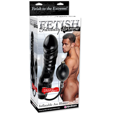 Pipedream Fetish Fantasy Extreme Inflatable Ass Blaster 11 in. Inflating Dildo Black