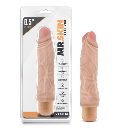 Blush Dr. Skin Vibe 10 Realistic 8.5 in. Vibrating Dildo Beige