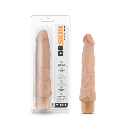 Blush Dr. Skin Vibe 1 Realistic 9 in. Vibrating Dildo Beige