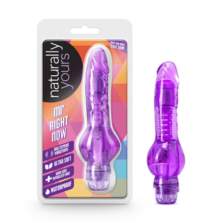 Blush Naturally Yours Mr. Right Now 6.5 in. Vibrating Dildo Purple