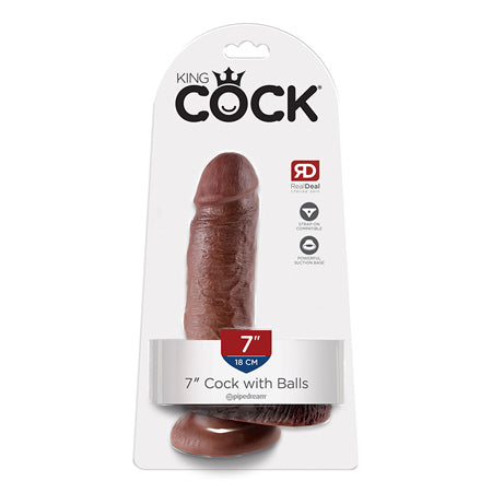 Pipedream King Cock 7 in. Cock With Balls Realistic Suction Cup Dildo Brown