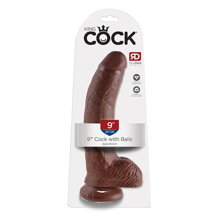 Pipedream King Cock 9 in. Cock With Balls Realistic Suction Cup Dildo Brown