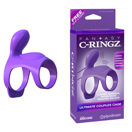 Pipedream Fantasy C-Ringz Ultimate Couples Cage Vibrating Cock Sheath Purple