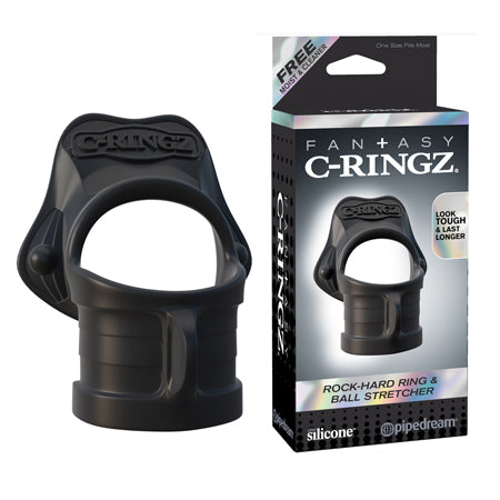 Pipedream Fantasy C-Ringz Rock-Hard Ring & Ball Stretcher Silicone Sling Black