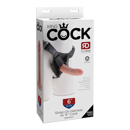 Pipedream King Cock Strap-On Harness With 6 in. Cock Beige