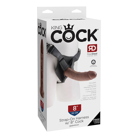 Pipedream King Cock Strap-On Harness With 8 in. Cock Brown