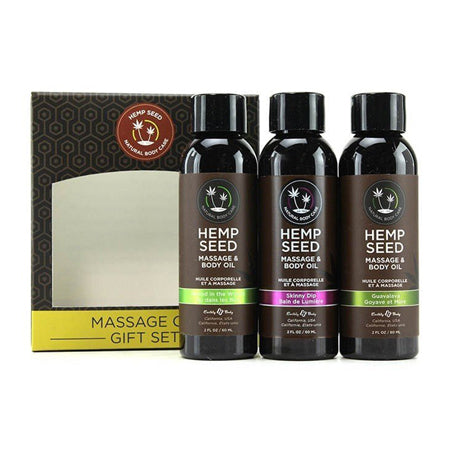 Earthly Body Hemp Seed Massage Oil 3-Piece Gift Set 2 oz.