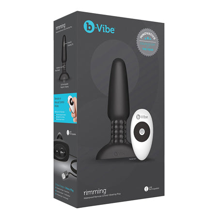 b-Vibe Rimming Vibrating Silicone Anal Plug with Rotating Beads Black