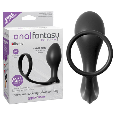 Pipedream Anal Fantasy Collection Silicone Ass-Gasm Cock Ring Advanced Plug Black