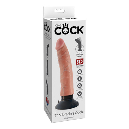 Pipedream King Cock 7 in. Vibrating Cock Poseable Dildo With Suction Cup Beige