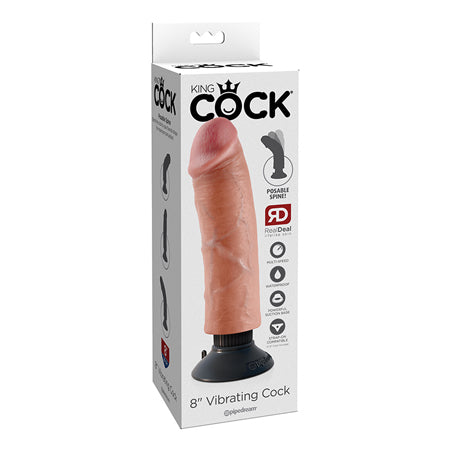 Pipedream King Cock 8 in. Vibrating Cock Poseable Dildo With Suction Cup Beige