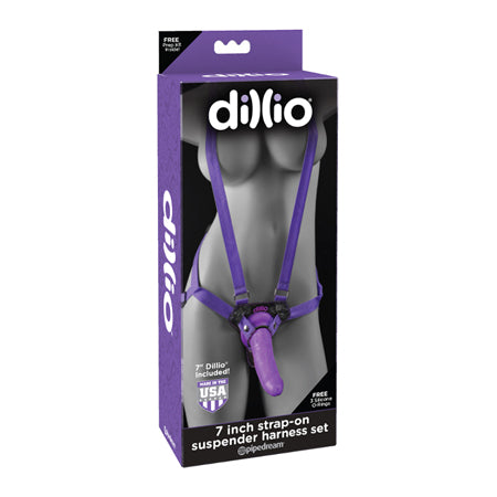 Pipedream Dillio Adjustable 7 in. Strap-On Suspender Harness Set Purple