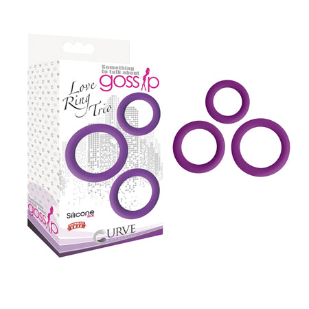 Curve Toys Gossip Love Ring Trio Silicone Cockring 3-Pack Violet