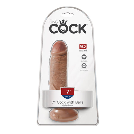 Pipedream King Cock 7 in. Cock With Balls Realistic Suction Cup Dildo Tan