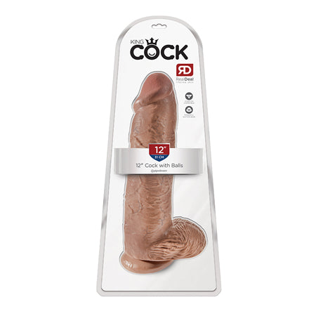 Pipedream King Cock 12 in. Cock With Balls Realistic Suction Cup Dildo Tan