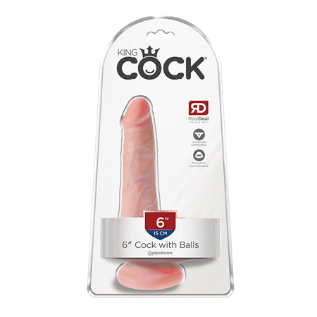 Pipedream King Cock 6 in. Cock With Balls Realistic Suction Cup Dildo Beige