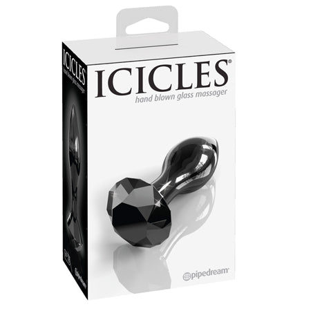 Pipedream Icicles No. 78 Glass Anal Plug With Faceted Base Black