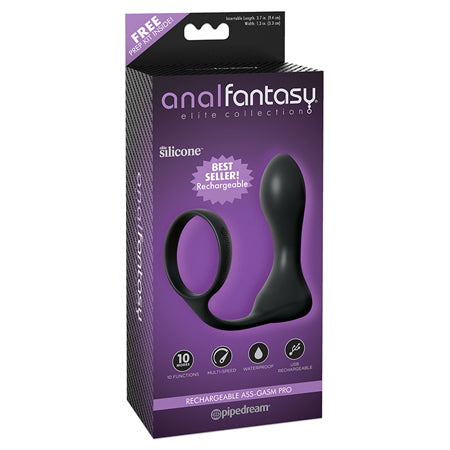 Pipedream Anal Fantasy Elite Collection Ass-Gasm Pro Vibrating Cockring & Plug Black