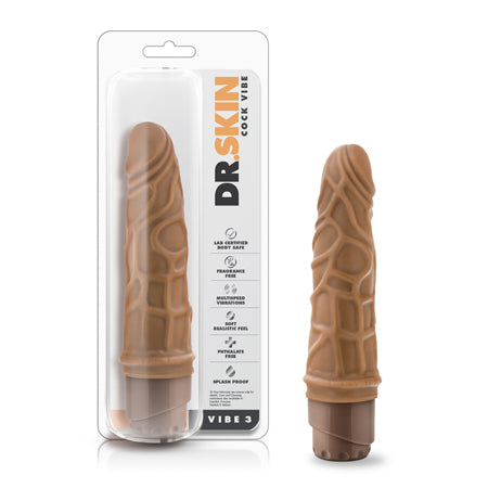 Blush Dr. Skin Vibe 3 Realistic 7.25 in. Vibrating Dildo Tan