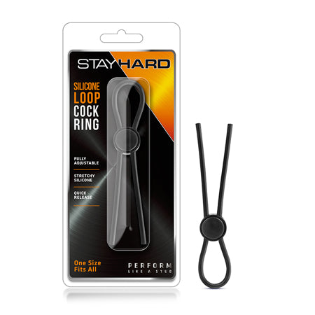 Blush Stay Hard Silicone Loop Lasso/Bolo Cockring Black