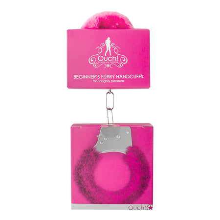 Ouch! Beginner's Furry Handcuffs With Quick-Release Pink