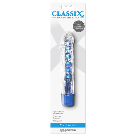 Pipedream Classix Mr. Twister 6.5 in. Vibrator and Sleeve Set Blue