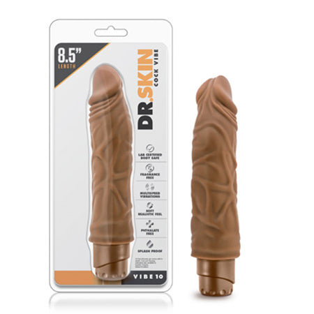 Blush Dr. Skin Vibe 10 Realistic 8.5 in. Vibrating Dildo Tan