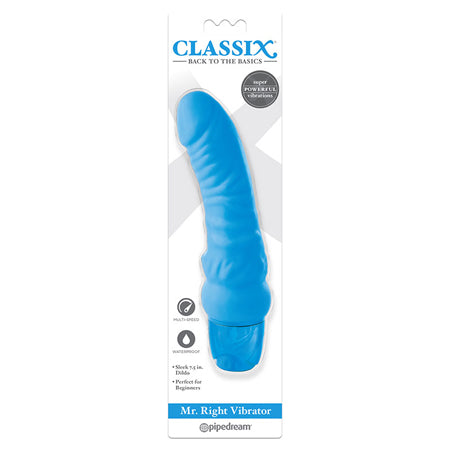 Pipedream Classix Mr. Right Vibrator Realistic 6.5 in. Vibrating Dildo Blue