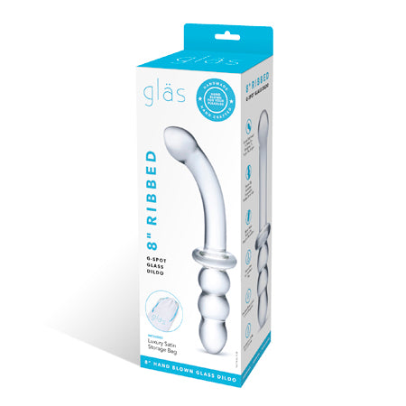 Glas 8 in. Ribbed G-Spot Glass Dildo