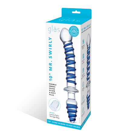 Glas 10 in. Mr. Swirly Double Ended Glass Dildo & Butt Plug