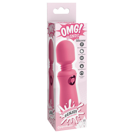 Pipedream OMG! Wands #Enjoy Silicone Rechargeable Flexible Vibrating Wand Pink