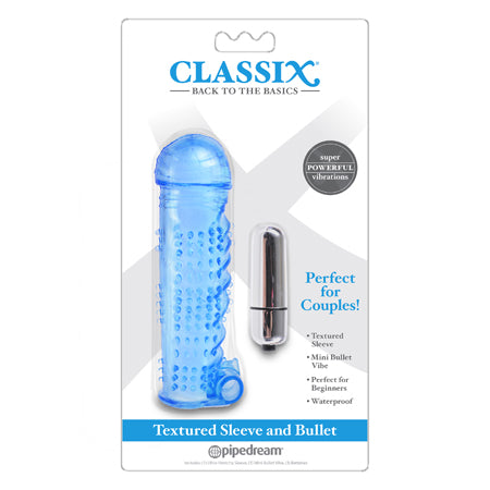 Pipedream Classix Textured Sleeve & Bullet Set Blue