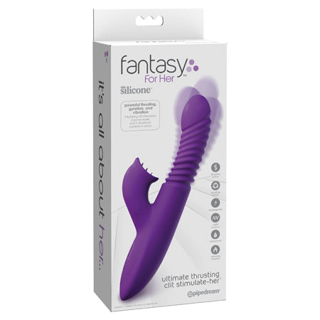 Pipedream Fantasy For Her Rechargeable Silicone Ultimate Thrusting Clit Stimulate-Her Purple