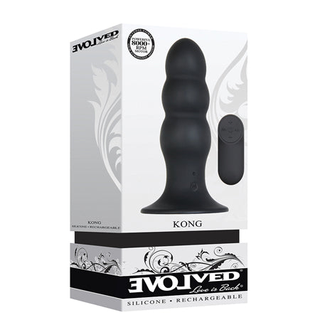 Evolved Kong Rechargeable Remote-Controlled Vibrating Silicone Anal Plug Black