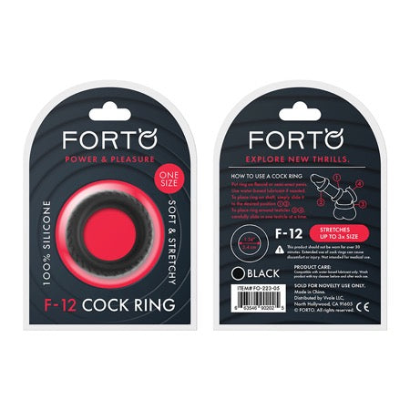 Forto F-12 Liquid Silicone Cockring 35mm Black