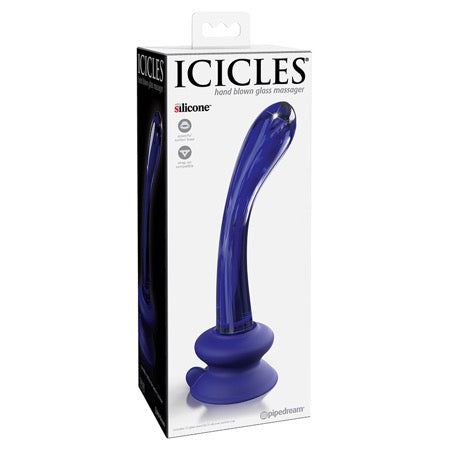 Pipedream Icicles No. 89 Curved Glass G-Spot Massager With Suction Cup Blue