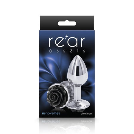 Rear Assets Rose Anal Plug Small Black