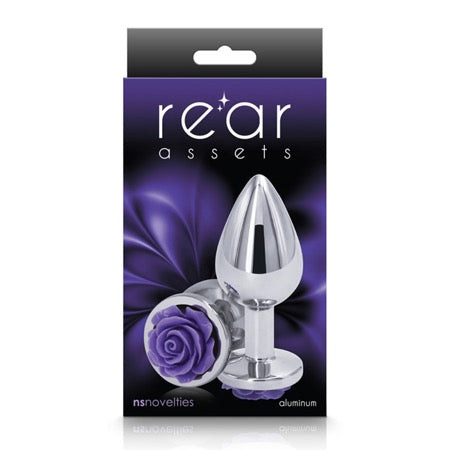 Rear Assets Rose Anal Plug Medium Purple