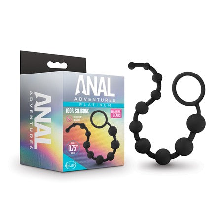 Blush Anal Adventures Platinum Silicone 10 Anal Beads Black