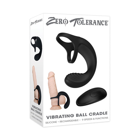 Zero Tolerance Vibrating Ball Cradle Rechargeable Remote-Controlled Silicone Cockring Black