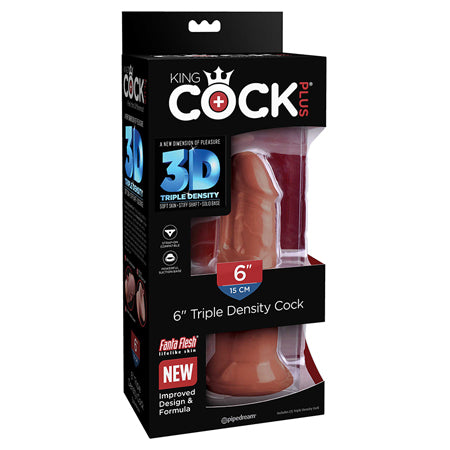 Pipedream King Cock Plus 6 in. Triple Density Cock Realistic Dildo With Suction Cup Brown