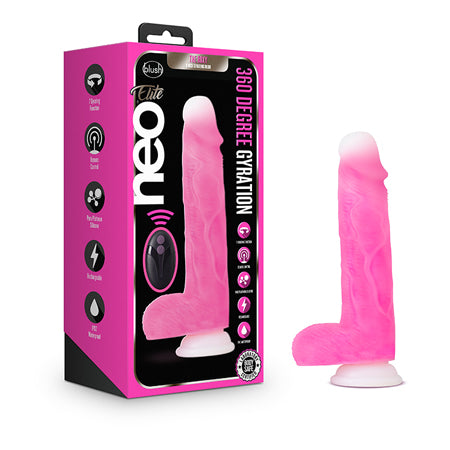 Blush Neo Elite Roxy 8 in. Silicone Gyrating Dildo with Balls & Suction Cup Pink