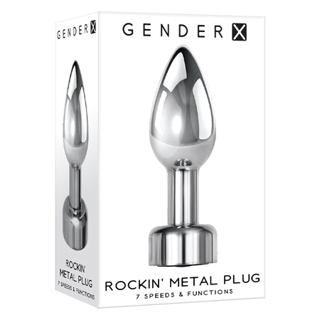 Gender X Rockin' Metal Rechargeable Vibrating Aluminum Anal Plug Silver