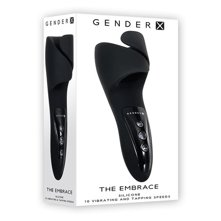 Gender X The Embrace Rechargeable Vibrating Pulsing Silicone Masturbator Black