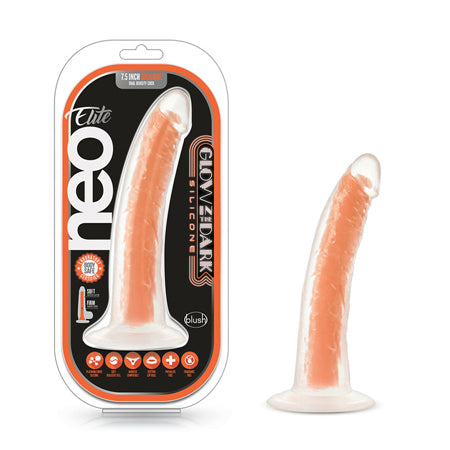 Blush Neo Elite Glow in the Dark Viper 7 in. Dual-Density Dildo Neon Orange