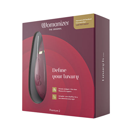 Womanizer Premium 2 Rechargeable Silicone Luxurious Pleasure Air Clitoral Stimulator Bordeaux